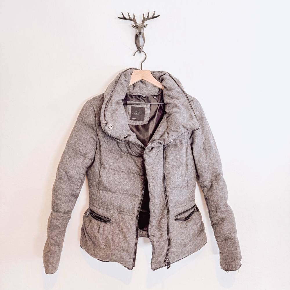 Zara Women's Gray Zip Puffer Coat Size Small
